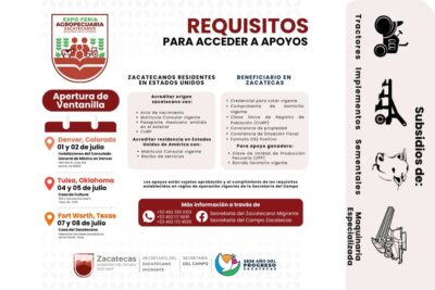 Llevarán apoyos para el campo a zacatecanos residentes en Estados Unidos
