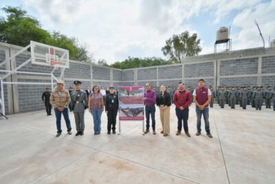 Entregan David Monreal y Pepe Saldívar primera etapa de infraestructura deportiva en el Bachillerato General Policial