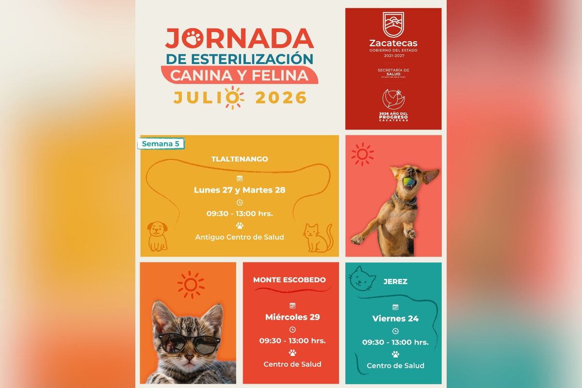 Llevará Gobierno de Zacatecas jornada gratuita de esterilización de mascotas a Tlaltenango, Monte Escobedo y Jerez