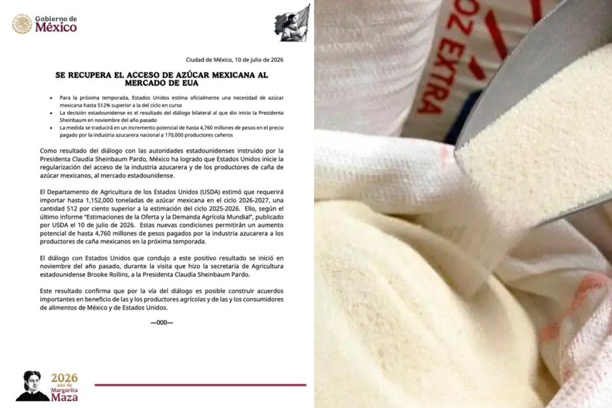 Estados Unidos elevará importaciones de azúcar mexicana para el ciclo 2026-2027