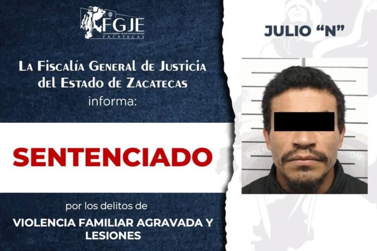 Condenan a más de dos años de prisión a hombre por violencia familiar en Zacatecas