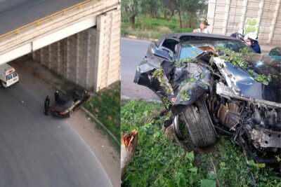 Conductor termina grave tras impactarse contra un puente en Guadalupe