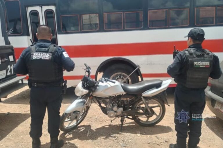 Aseguran motocicleta con alteraciones en el número de serie durante operativo en Zacatecas