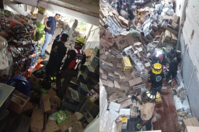 Colapsa estructura en área de almacenamiento del Mercado de Abastos; dos personas resultan lesionadas