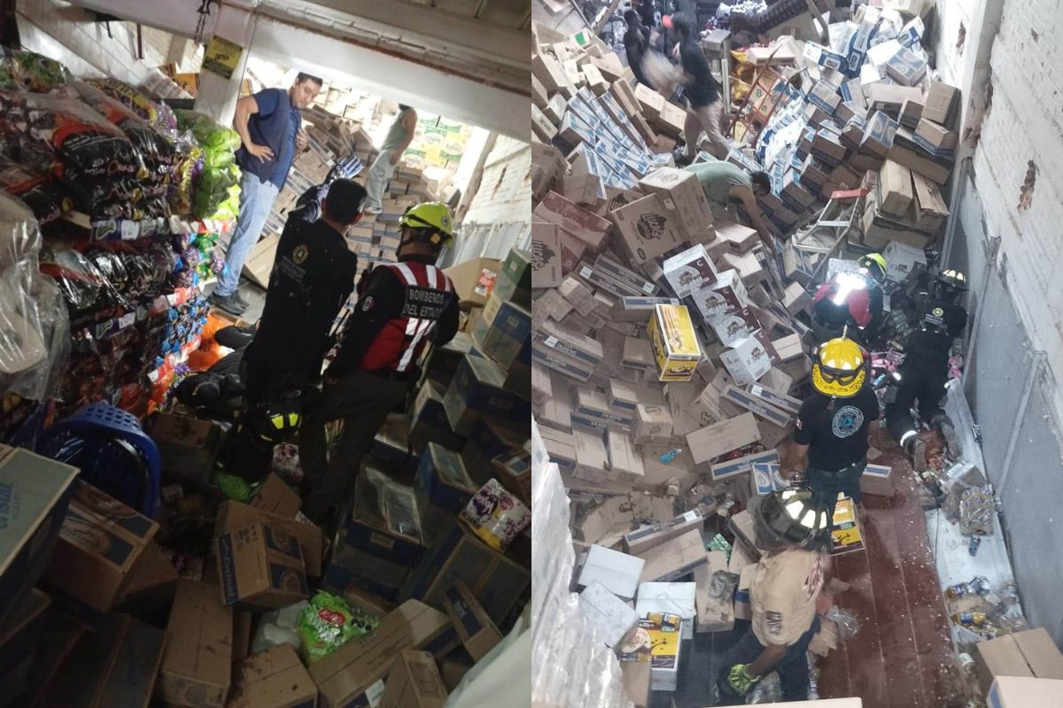 Colapsa estructura en área de almacenamiento del Mercado de Abastos; dos personas resultan lesionadas